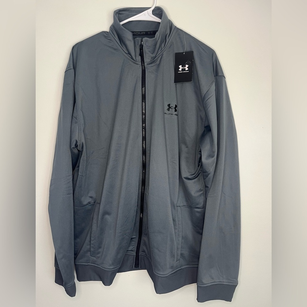 Under Armour UA Tricot Jacket Men Full Zip Gray Track 3XL NWT